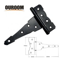 Hinge Manufacturer Black Outdoor Iron Shed Fence Door Gate Hardware T Tee Hinges For Wooden Fence Gates Heavy Duty